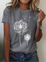 Lässig Geblümt Rundhals Kurzarm T-Shirt