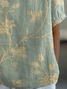 Schalkragen Kurzarm Geblümt Print Leicht Weit Bluse für Damen