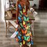 Damen Geometrisch Spaghettiträger Ärmellos Bequem Lässig Maxikleid