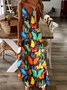 Damen Geometrisch Spaghettiträger Ärmellos Bequem Lässig Maxikleid