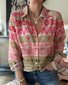Hemdkragen Langarm Geometrisch Regelmäßig Mikroelastizität Regelmäßige Passform Bluse für Damen