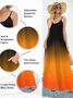 Damen Farbverlauf Rundhals Gallus Bequem Lässig Maxikleid
