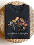 Lässig Geblümt Rundhals Kurzarm T-Shirt