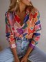 Hemdkragen Langarm Geometrisch Regelmäßig Mikroelastizität Regelmäßige Passform Bluse für Damen