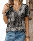 Lässig Geblümt V-Ausschnitt Kurzarm T-Shirt