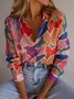 Hemdkragen Langarm Geometrisch Regelmäßig Mikroelastizität Regelmäßige Passform Bluse für Damen