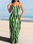 Damen Geblümt Spaghettiträger Ärmellos Bequem Lässig Maxikleid