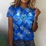 Lässig Geblümt Rundhals Kurzarm T-Shirt