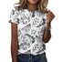 Lässig Geblümt Rundhals Kurzarm T-Shirt