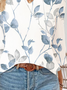 Gekerbt Dreiviertelärmel Geblümt Print Regelmäßig Weit Bluse für Damen
