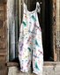 Damen Ärmellos Spaghettiträger Regelmäßige Passform Lang Täglich Lässig Geblümt Normal Cami Jumpsuit