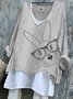Retro OSTERN (Kaninchen) V-Ausschnitt Langarm T-Shirt