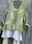 Retro Tier V-Ausschnitt Langarm T-Shirt