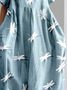 Damen Tier Rundhals Kurzarm Bequem Lässig Maxikleid
