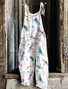 Damen Ärmellos Spaghettiträger Regelmäßige Passform Lang Täglich Lässig Geblümt Normal Cami Jumpsuit