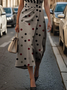Damen Geometrisch Rundhals Ärmellos Bequem Retro Print Maxikleid