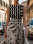 Damen Geometrisch Rundhals Ärmellos Bequem Retro Print Maxikleid