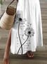Damen Geblümt Sommer Print Kleid V-Ausschnitt Kurzarm T-Shirt-Kleid X-Linie Kleid