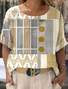 Lässig Geometrisch Rundhals Kurzarm T-Shirt