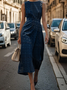 Damen Geometrisch Rundhals Ärmellos Bequem Retro Maxikleid