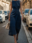 Damen Geometrisch Rundhals Ärmellos Bequem Retro Maxikleid