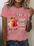 Lässig Textbriefe Rundhals Kurzarm T-Shirt