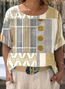 Lässig Geometrisch Rundhals Kurzarm T-Shirt