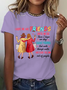 Lässig Textbriefe Rundhals Kurzarm T-Shirt