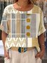 Lässig Geometrisch Rundhals Kurzarm T-Shirt