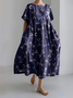 Damen Tier Rundhals Kurzarm Bequem Lässig Maxikleid