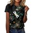 Lässig Geblümt Rundhals Kurzarm T-Shirt