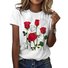 Lässig Geblümt Rundhals Kurzarm T-Shirt