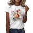 Lässig Geblümt Rundhals Kurzarm T-Shirt