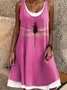 Damen Libelle Rundhals Ärmellos Bequem Lässig Midikleid