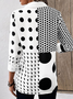 Hemdkragen Langarm Polka Dots Regelmäßig Mikroelastizität Regelmäßige Passform Bluse für Damen