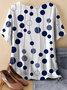 Retro Polka Dots Rundhals Dreiviertelärmel T-Shirt