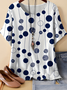 Retro Polka Dots Rundhals Dreiviertelärmel T-Shirt