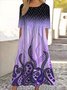 Damen Geblümt Rundhals Kurzarm Bequem Lässig Maxikleid