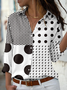 Hemdkragen Langarm Polka Dots Regelmäßig Mikroelastizität Regelmäßige Passform Bluse für Damen