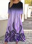 Damen Geblümt Rundhals Kurzarm Bequem Lässig Maxikleid