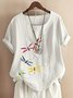 Rundhals Halbarm Libelle Regelmäßig Regelmäßige Passform Bluse für Damen