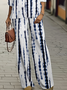 Damen Gestreift Print Zweiteiliges Set Täglich Langarm Lässig Frühling/Herbst Bluse mit Hose Matching Set