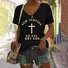 Lässig Geblümt V-Ausschnitt Kurzarm T-Shirt