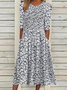 Damen Geblümt Rundhals Kurzarm Bequem Lässig Print Maxikleid