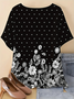 Retro Polka Dots Rundhals Dreiviertelärmel T-Shirt