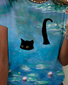 Lässig Katze Rundhals Kurzarm T-Shirt