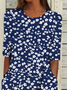 Damen Geblümt Rundhals Kurzarm Bequem Lässig Print Maxikleid