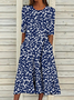 Damen Geblümt Rundhals Kurzarm Bequem Lässig Print Maxikleid