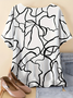 Retro Geometrisch Rundhals Dreiviertelärmel T-Shirt