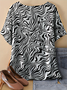 Retro Geometrisch Rundhals Dreiviertelärmel T-Shirt
